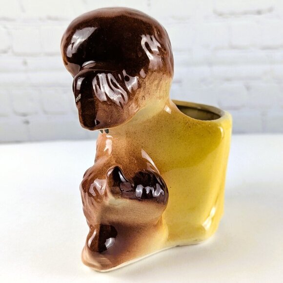 Vintage 50s/60s Brown Puppy Dog Ceramic Planter - Picture 5 of 9